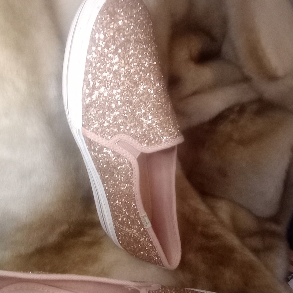 Kate Spade Glitter Keds Pink Slip Ons - Picture 2 of 11